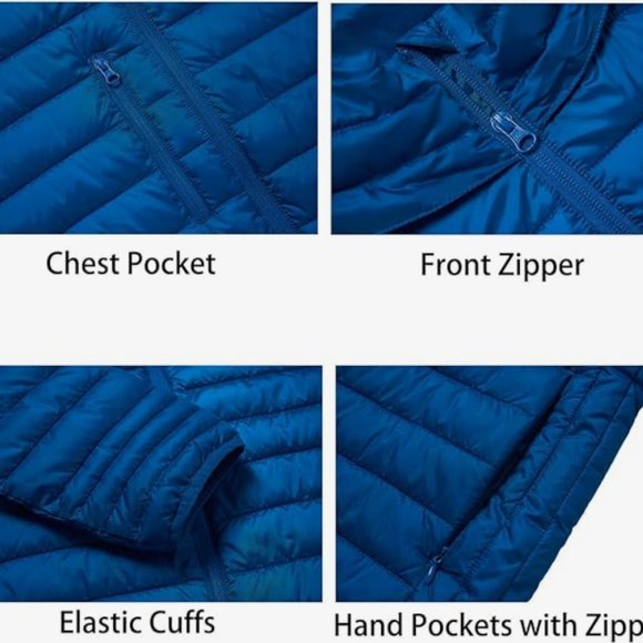 Fit Space Mens Down Alternative Jacket Quilted Lightweight Packable Padding Coat - Picture 4 of 9